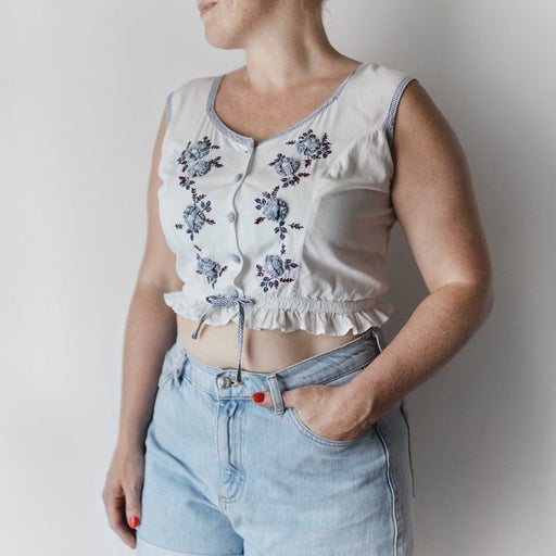 80&#39;s embroidered crop top