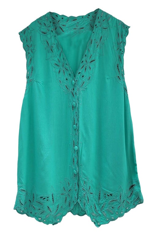 Turquoise embroidered top