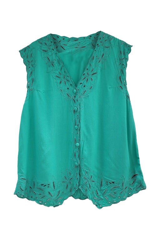 Turquoise embroidered top