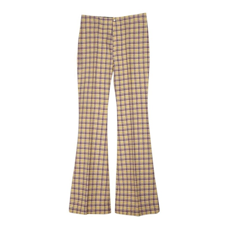Pantalon flare à carreaux