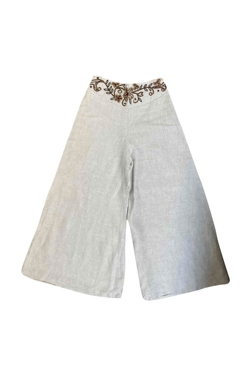 Linen embroidered pants