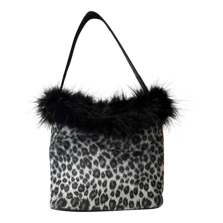Mini sac léopard à plumes