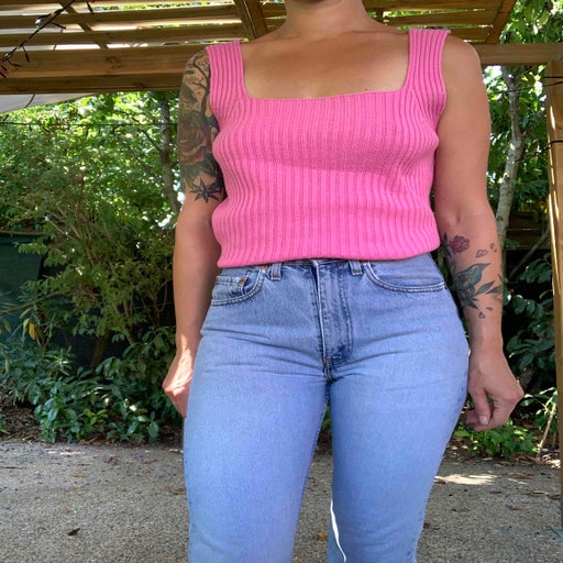 Top rose en maille