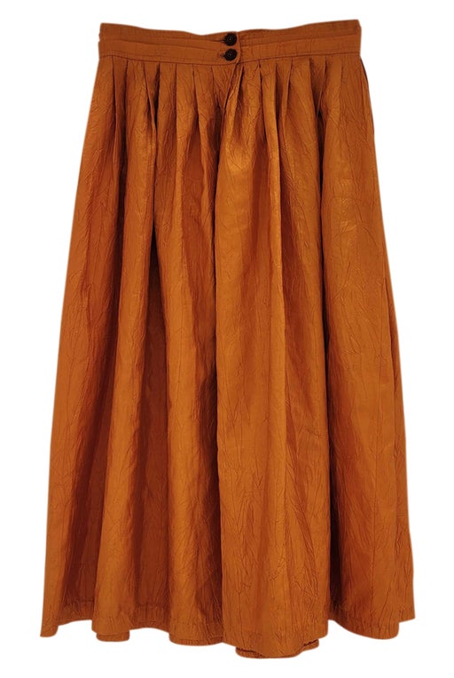 orange long skirt
