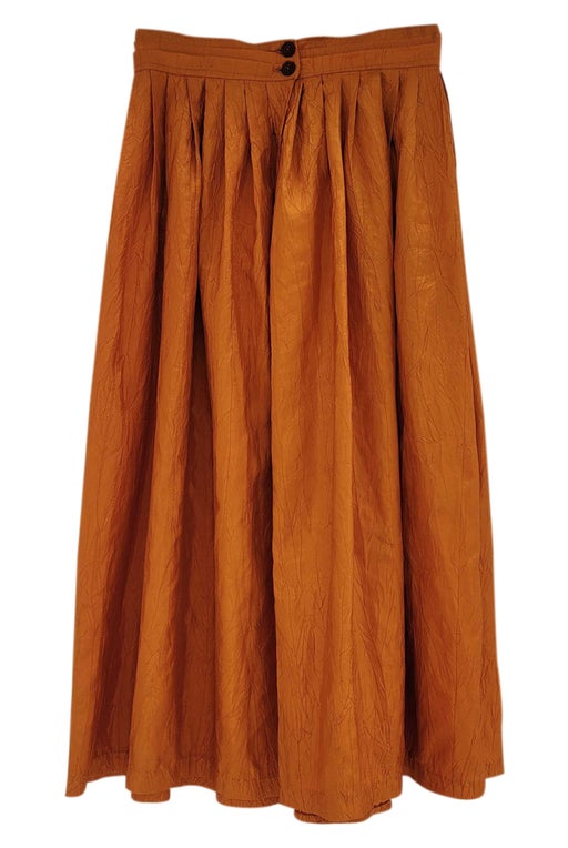 orange long skirt