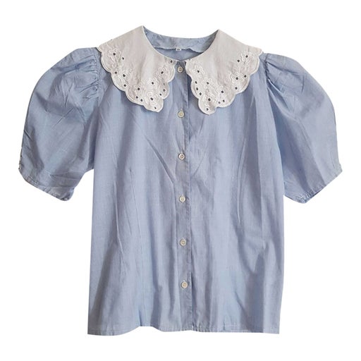 Blouse with large embroidered collar