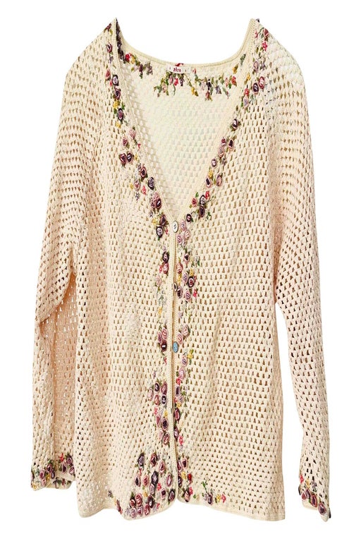 Embroidered cotton cardigan