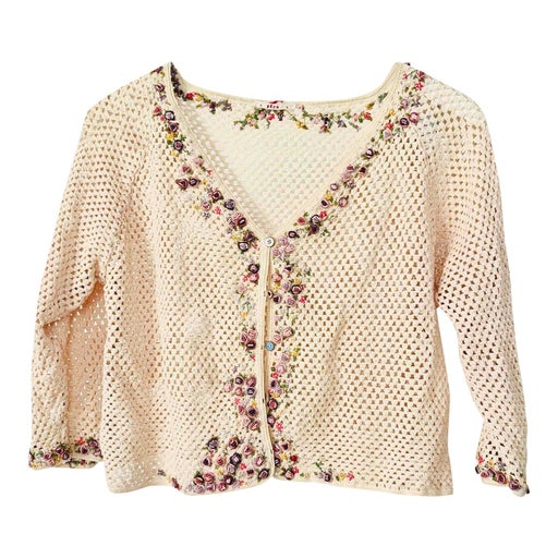 Embroidered cotton cardigan