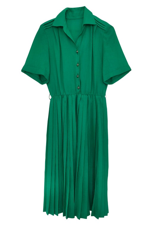 Green pleated dress