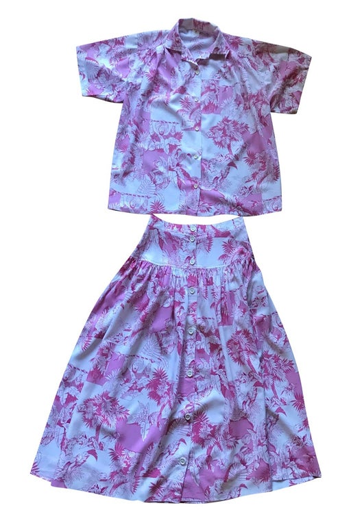90's buttoned skirt set
