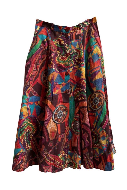 Multicolored buttoned skirt