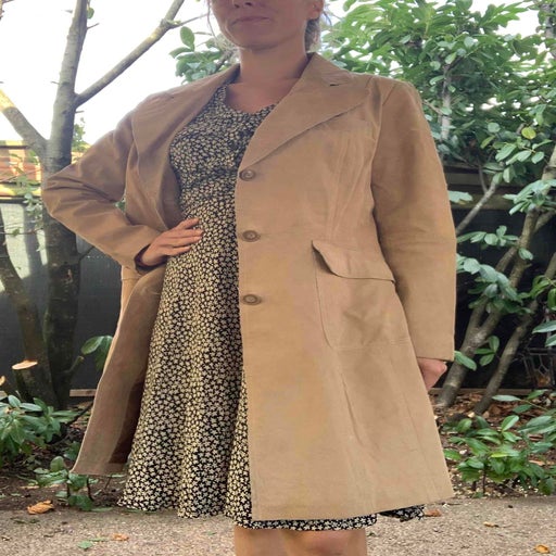 Suede trench coat