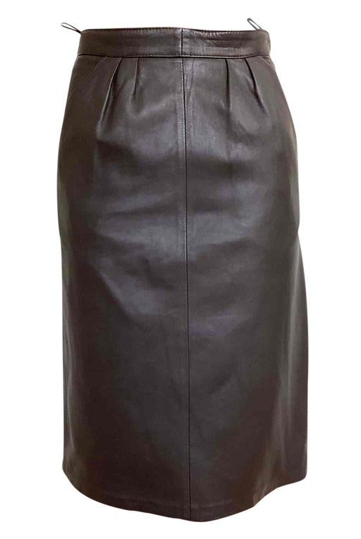 Leather midi skirt