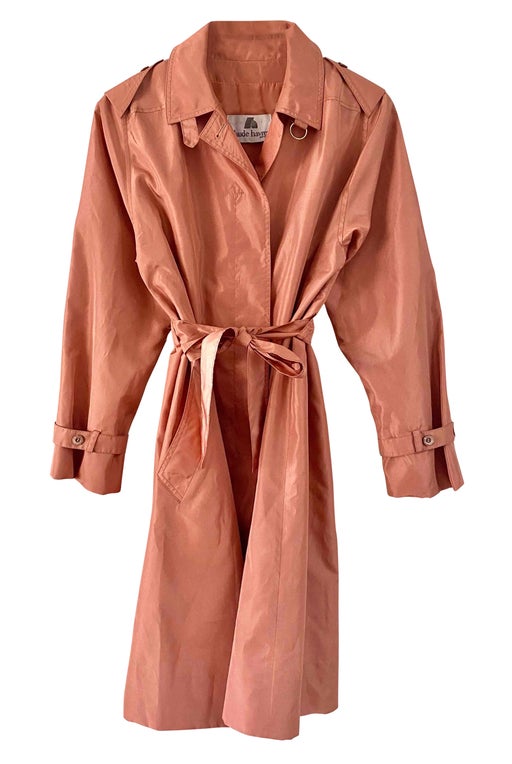 Belted pink trench coat
