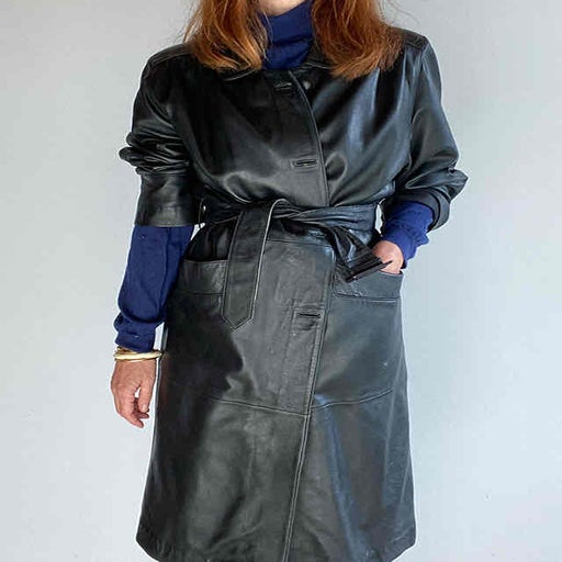 Leather trench coat