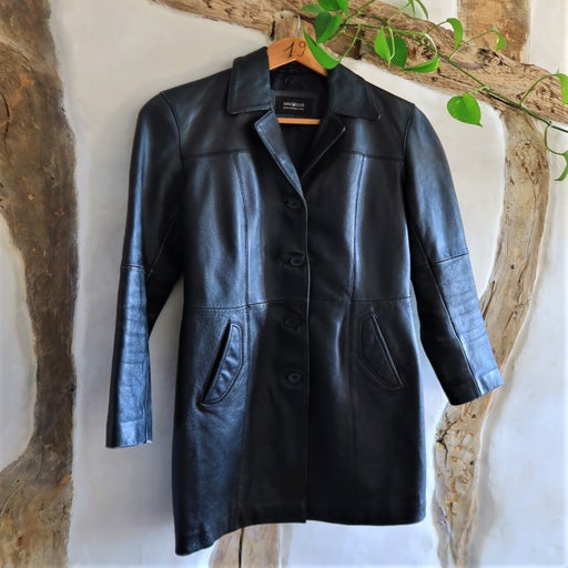 Leather trench coat