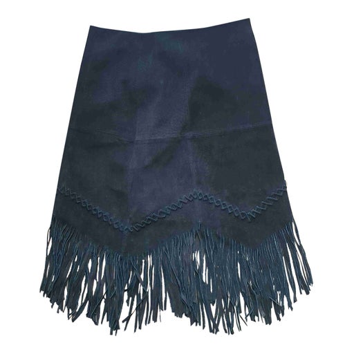 Leather and suede skirt