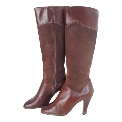 Bottes en daim et cuir