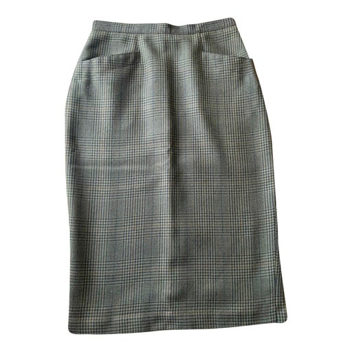 Checked straight skirt