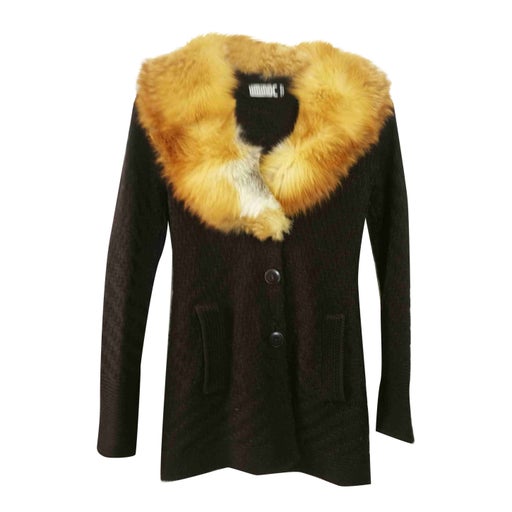 Fur collar cardigan