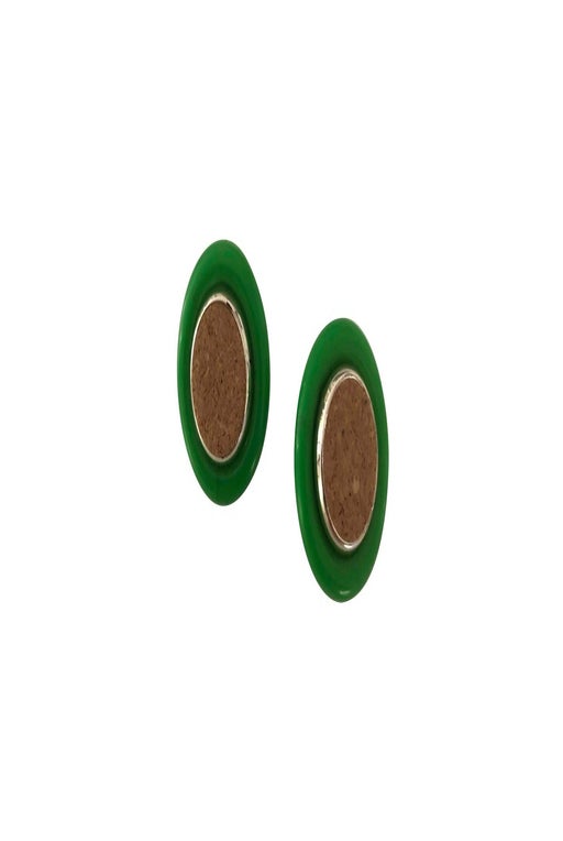 Green clip earrings