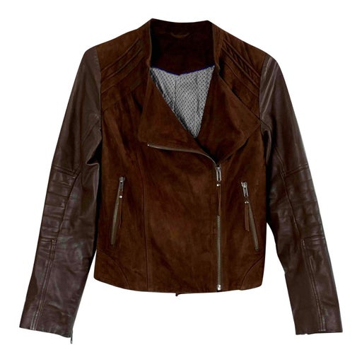 Leather and suede biker jacket