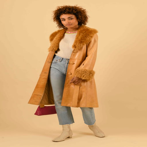Leather trench coat