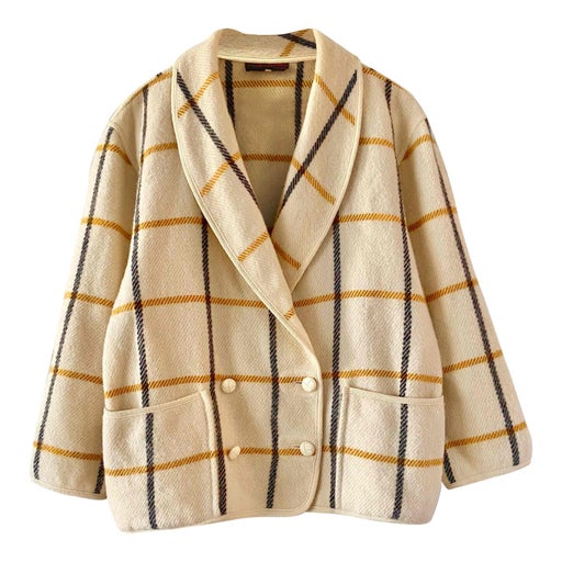 Checked pea coat