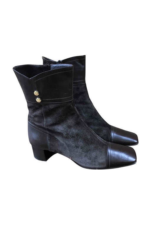 Leather and suede ankle boots