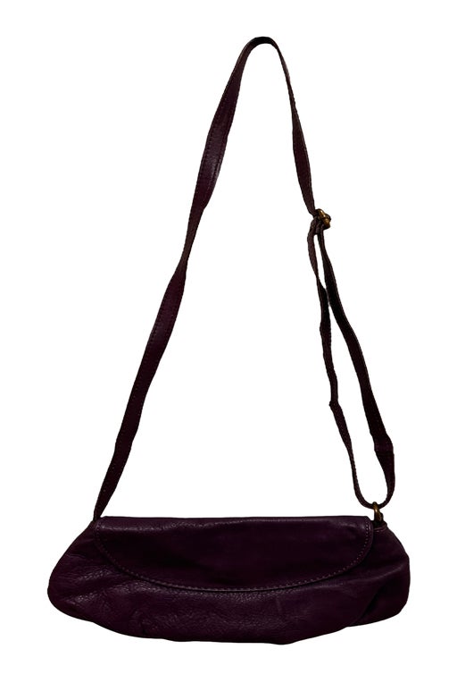 Vintage purple leather messenger bag from the