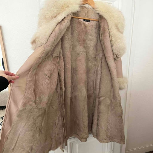 Powder pink leather trench coat