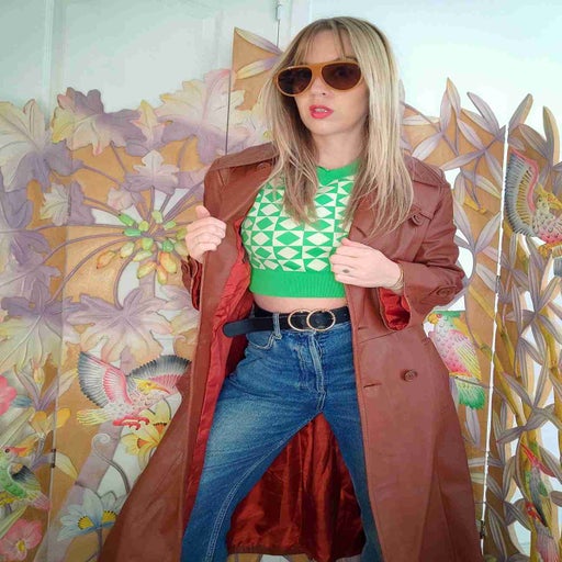 Leather trench coat
