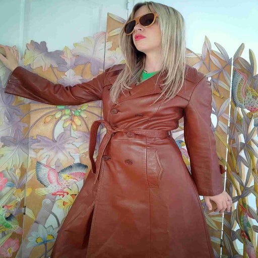 Leather trench coat