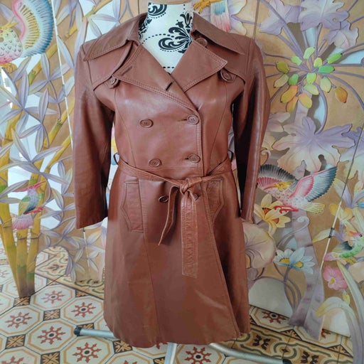 Leather trench coat