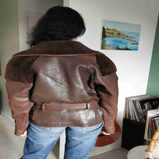 Manteau en cuir et daim 