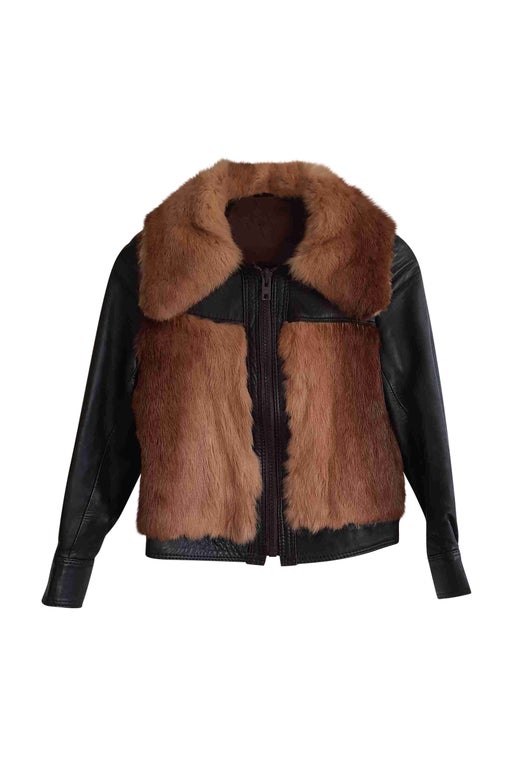 Leather and fur jacket