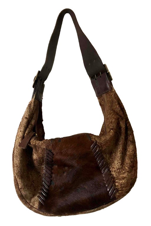 Suede and fur bag