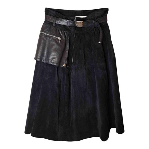 Leather and suede skirt