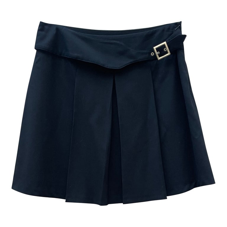 Jupe plissée en laine noire