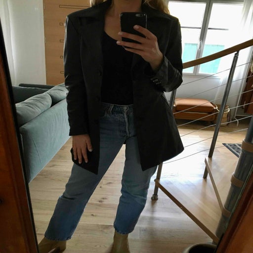 Leather trench coat