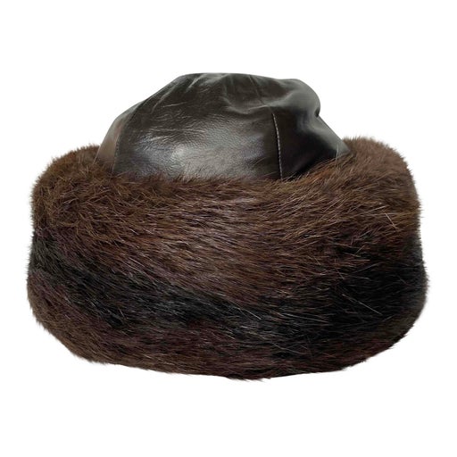 Leather and fur hat