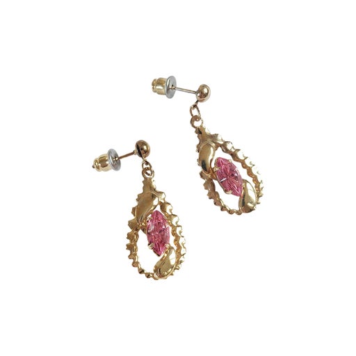 Gold and pink earrings