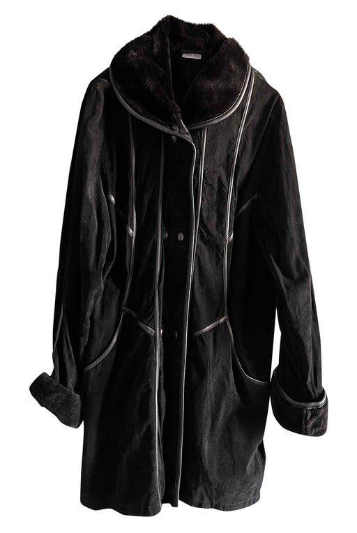 Lined leather coat