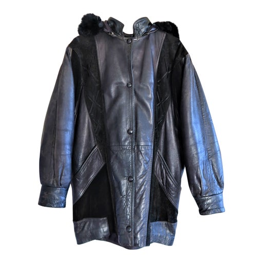 Leather and suede parka