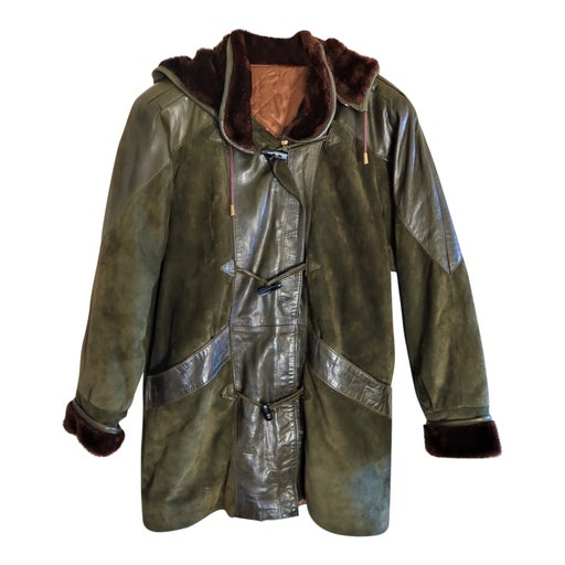 Leather and suede parka