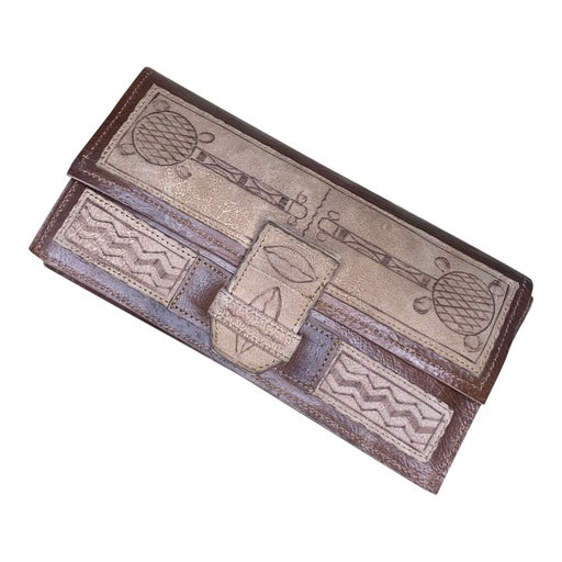 Pochette en cuir et daim 