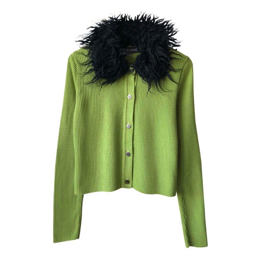Faux fur collar cardigan