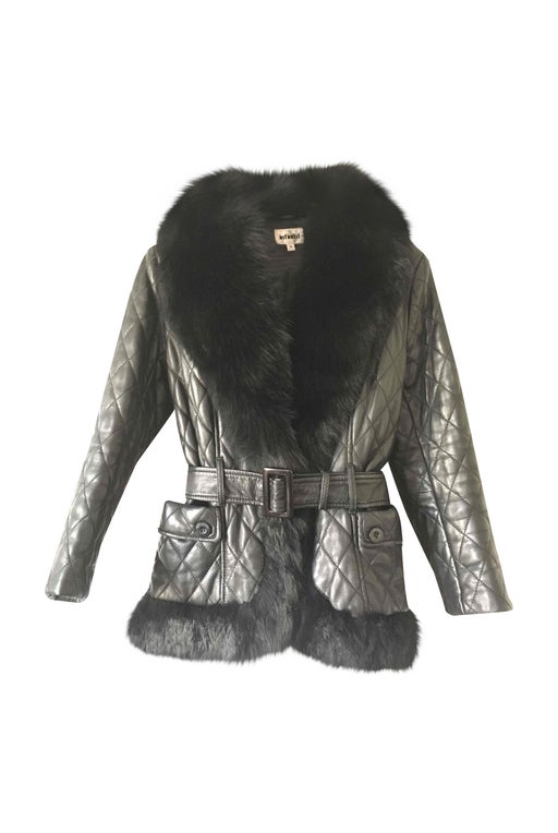 Leather and fur coat