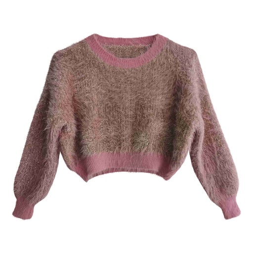 Cropped angora sweater