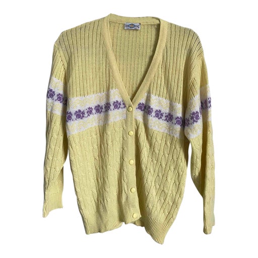 yellow cardigan